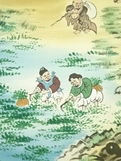 道具 ] - 道具 柳原龍泉筆 萬事開運十全山水図 肉筆絹本掛軸（共箱